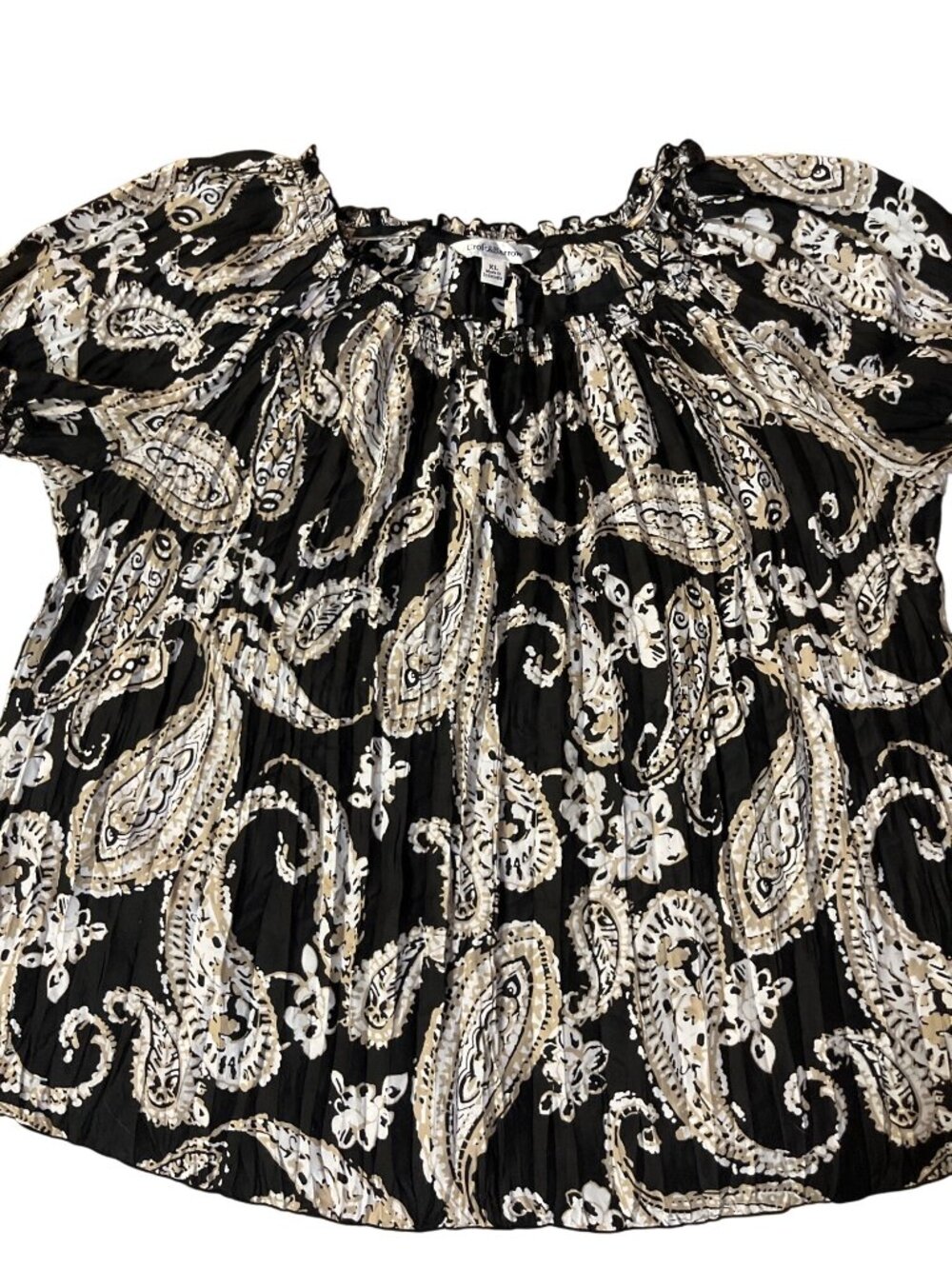 Croft & Barrow Black Paisley Peasant Top Womens XL Used - Picture 13 of 13